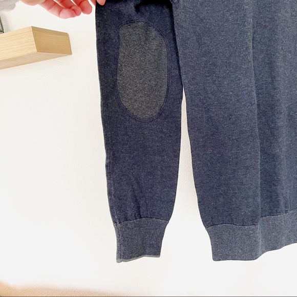 RAFFI Cotton Reversible Elbow Patch Henley Sweater Blue Grey Size Medium NWT - Picture 6 of 9